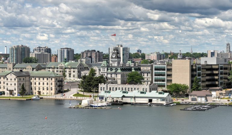 View of Kingston, Ontario, Canada. Kingston is a Canadian city located in Eastern Ontario where the St. Lawrence River flows out of Lake Ontario.