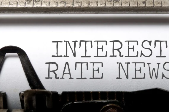 interest rates written with a type writer.
